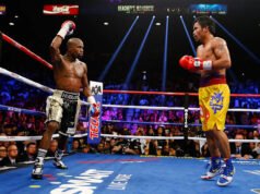 កីឡាករ Floyd Mayweather Jr. ដែលមានដើមកំណើតនៅរដ្ឋ Michigan ប្រកួតជាមួយ Manny Pacquiao ក្នុងការប្រកួតសងសឹករបស់ Netflix នៅ T-Mobile Arena