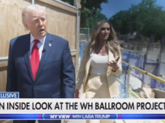 Trump ដឹកនាំកូនប្រសារបស់គាត់ Lara ឆ្លងកាត់សាលប្រជុំរបស់សេតវិមាន៖ “ពិធីសម្ពោធនឹងធ្វើឡើងនៅទីនេះ”