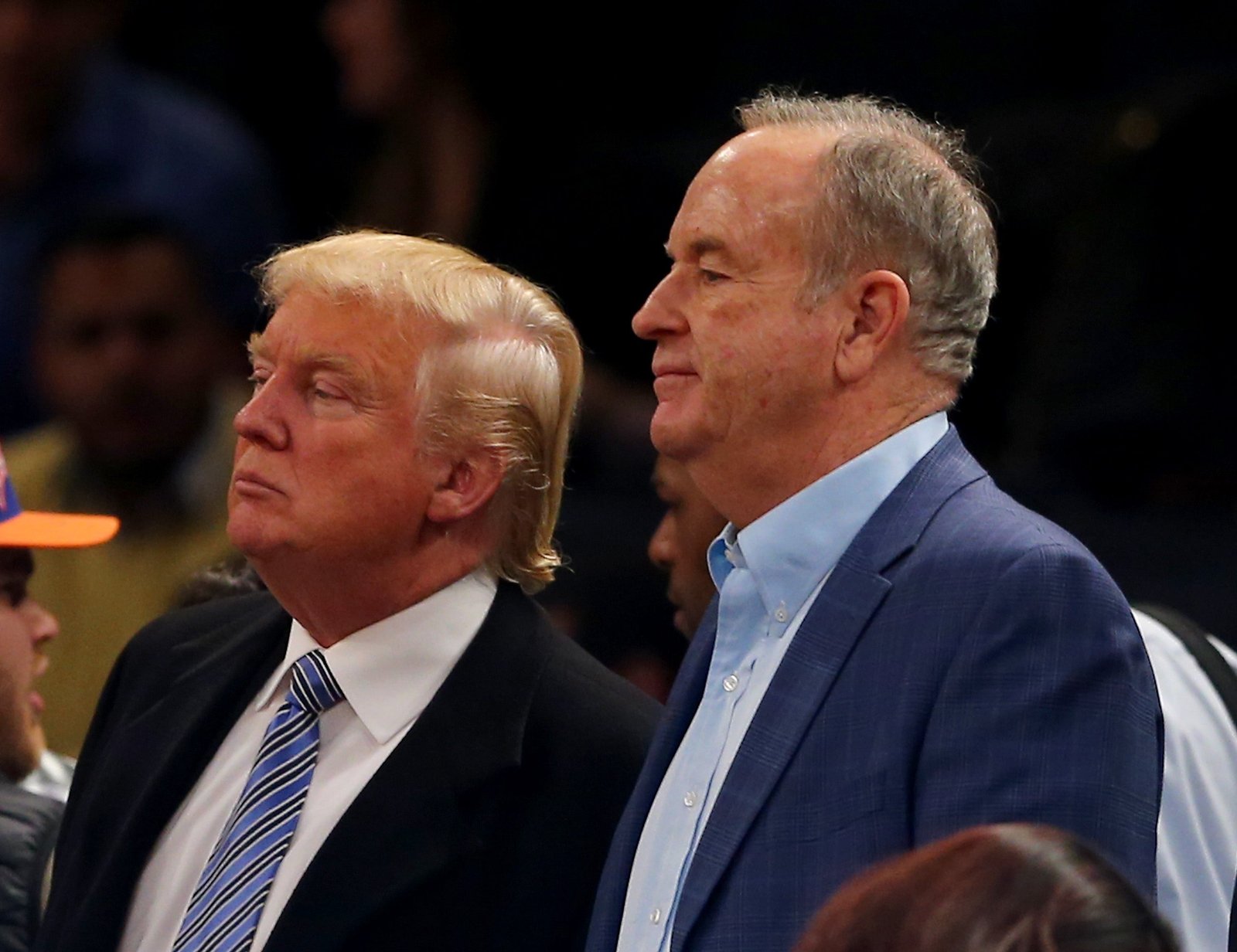 Trump និងអ្នកអត្ថាធិប្បាយអភិរក្ស Bill O'Reilly បានចូលរួមការប្រកួត NBA ឆ្នាំ 2014 រវាង New York Knicks និង Cleveland Cavaliers នៅ Madison Square Garden