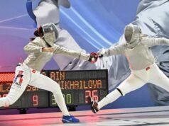 ហ៊ុមព័ទ្ធ។ Sara Balzer និង French Sabers បានចាញ់នៅវគ្គផ្តាច់ព្រ័ត្រនៃ Lima Saber World Cup
