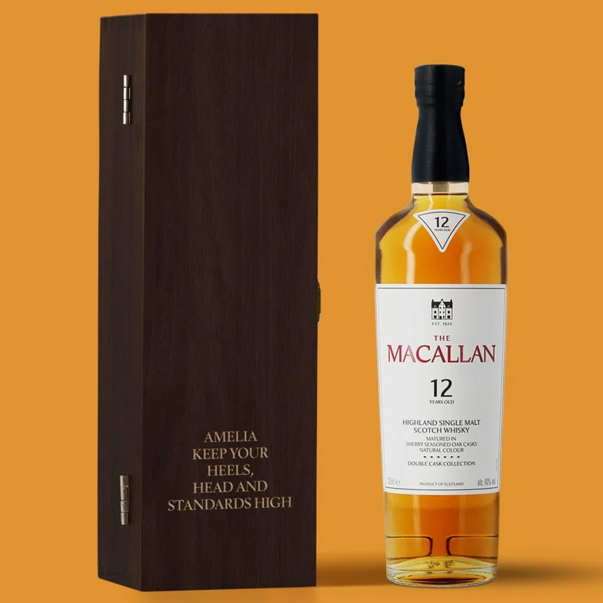 ស្រាវីស្គី Macallan និងប្រអប់ផ្ទាល់ខ្លួន 