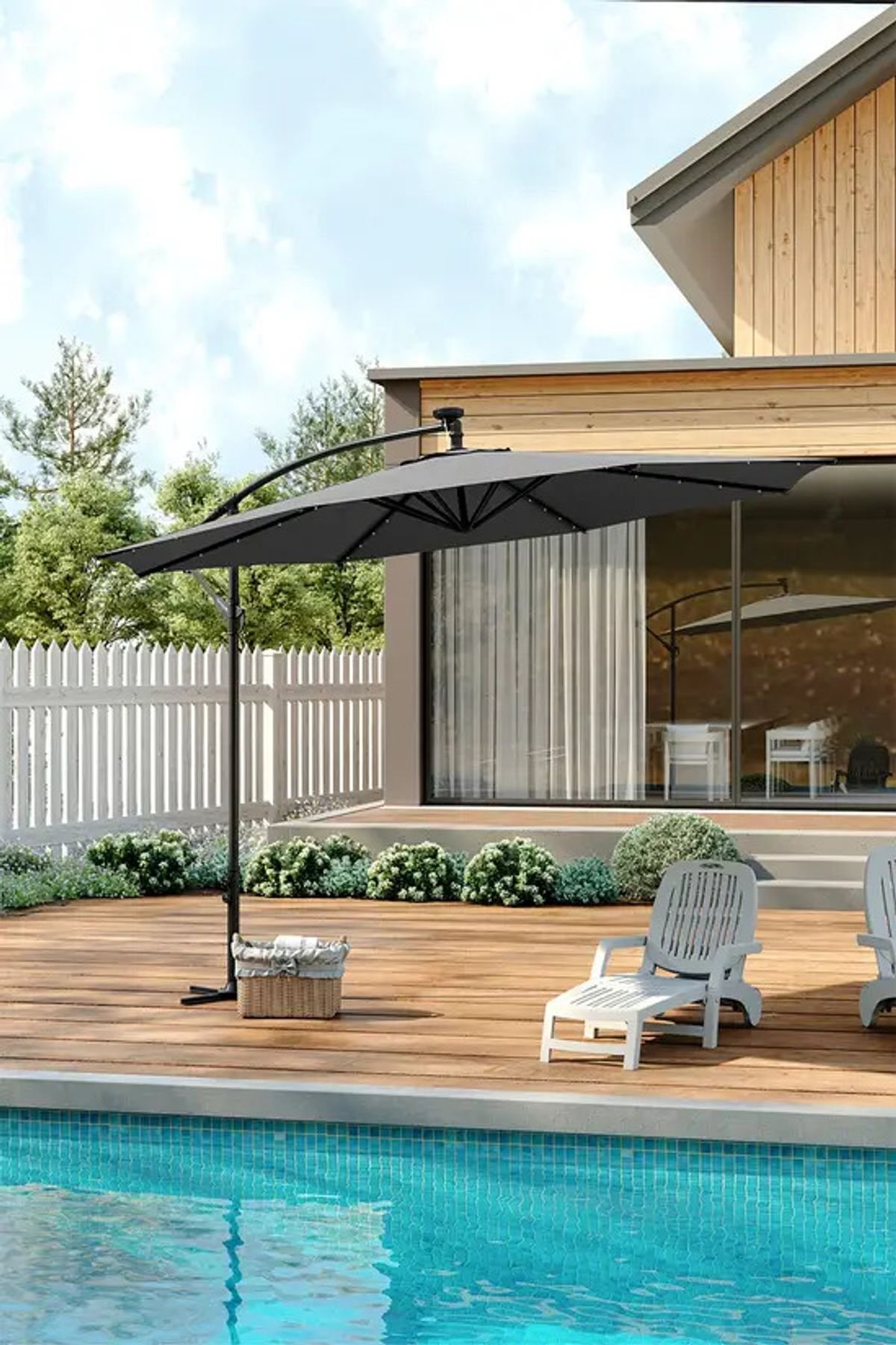 The Living and Home 3m Cantilever Garden Umbrella with LED Light from Debenhams