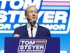 215 លានដុល្លារក្រោយមក Tom Steyer ជាប់ចំណាត់ថ្នាក់លេខ 3 ។ ការប្រជែងតំណែងអភិបាលរដ្ឋកាលីហ្វ័រញ៉ានៅតែជាការស្មានរបស់នរណាម្នាក់