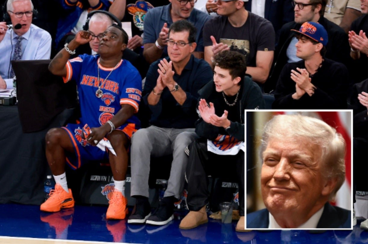 លោកប្រធានាធិបតី Donald Trump នឹងមិនចូលរួមជាមួយ Tracey Morgan និង Timothée Chalamet នៅលើតុលាការដ៏ល្បីល្បាញនោះទេ ប៉ុន្តែគាត់នឹងចូលរួមក្នុងការប្រកួត 3 នៃការប្រកួតវគ្គផ្តាច់ព្រ័ត្រ NBA រវាង New York Knicks និង San Antonio Spurs នៅយប់ថ្ងៃចន្ទ។