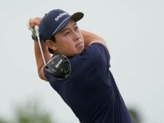 Dylan Wu សើចចំអកឱ្យខ្លួនឯងបន្ទាប់ពីវាយបាន៥រន្ធជាលើកដំបូងក្នុងការប្រកួត US Open ជុំទីបី