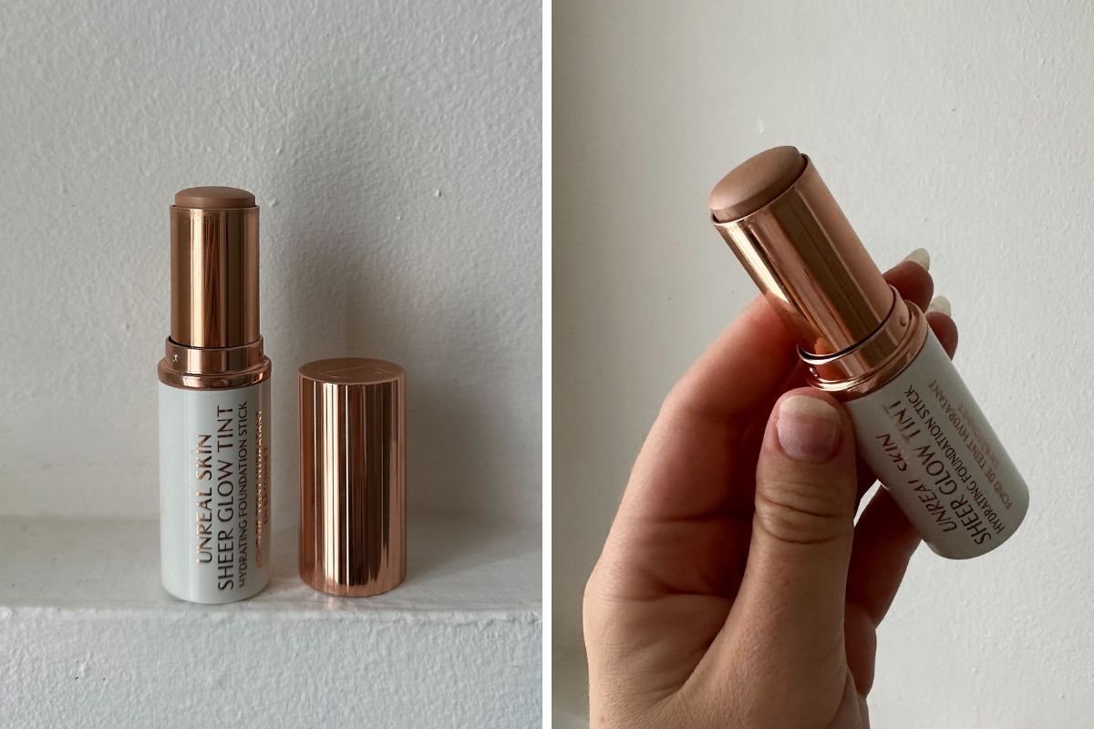 Zoe កាន់ Charlotte Tilbury Unreal Skin Sheer Glow Tint Hydrating Foundation Stick