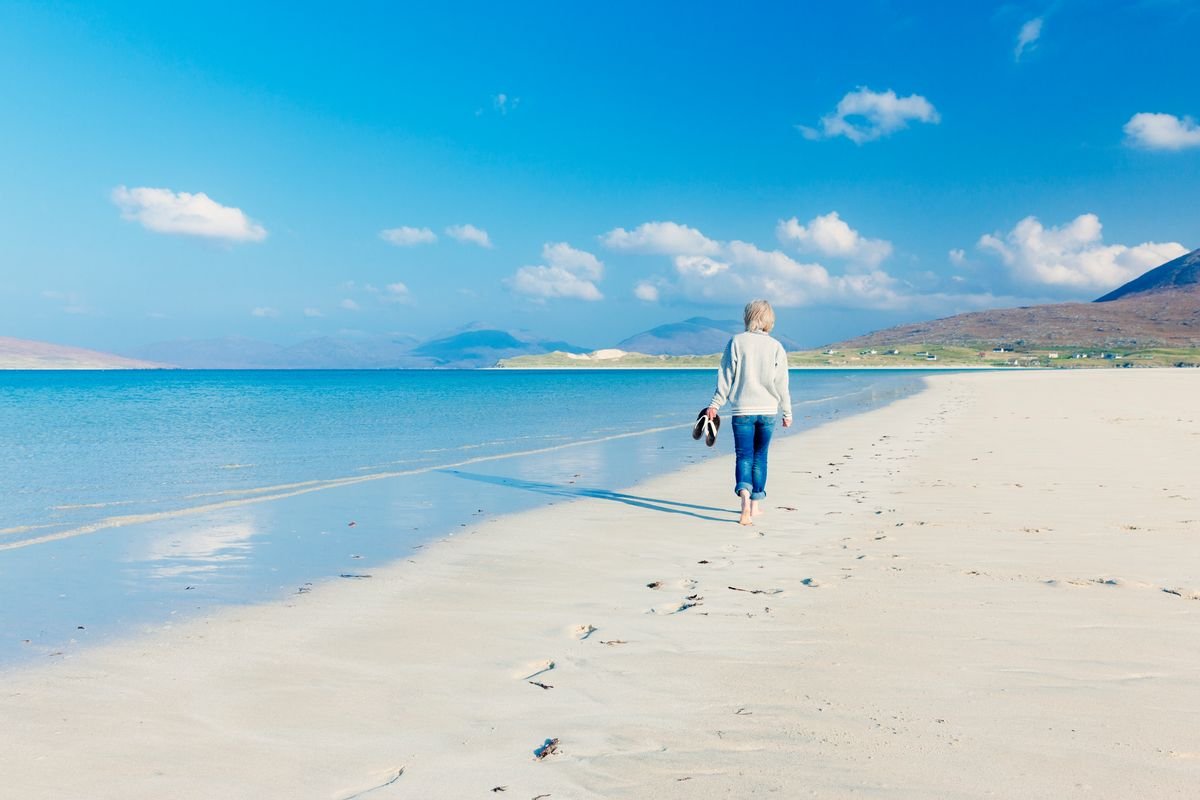 ឆ្នេរ Luskentyre នៅលើ Harris ក្នុង Hebrides ខាងក្រៅនៃប្រទេសស្កុតឡែន