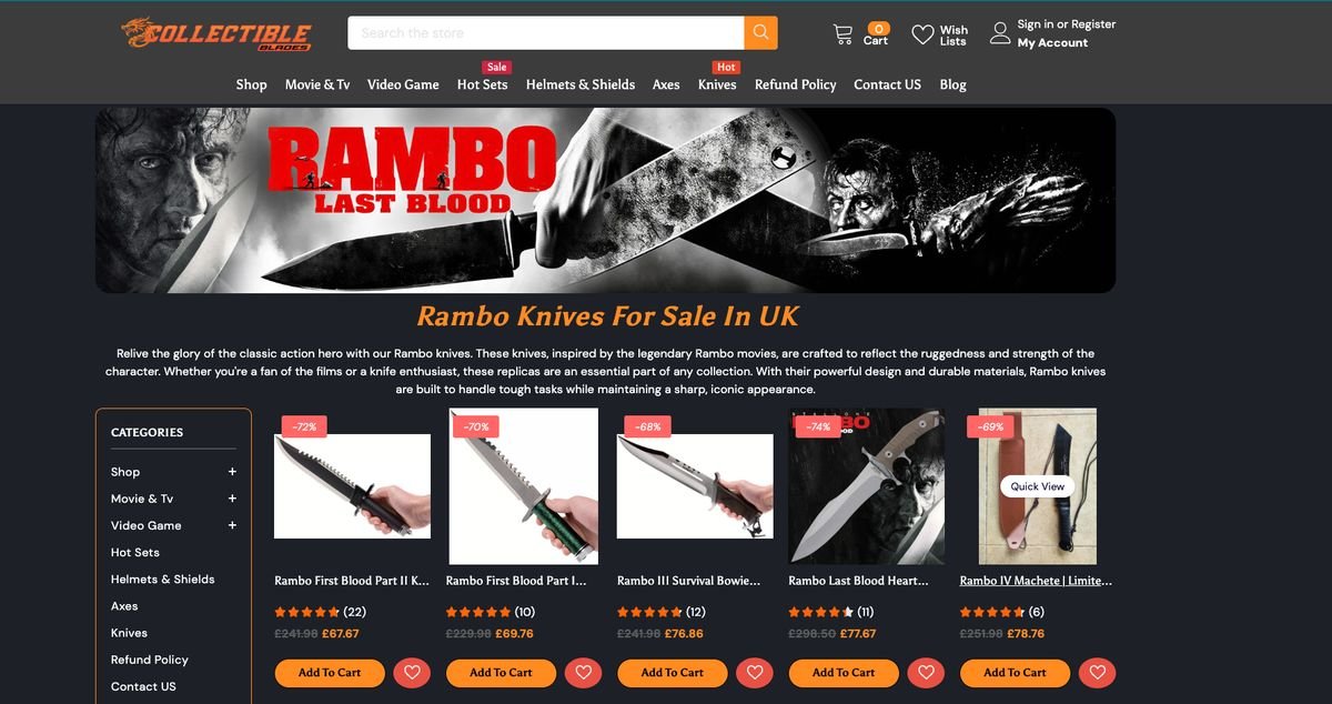 កាំបិត Rambo សម្រាប់លក់នៅ Collectible Knives
