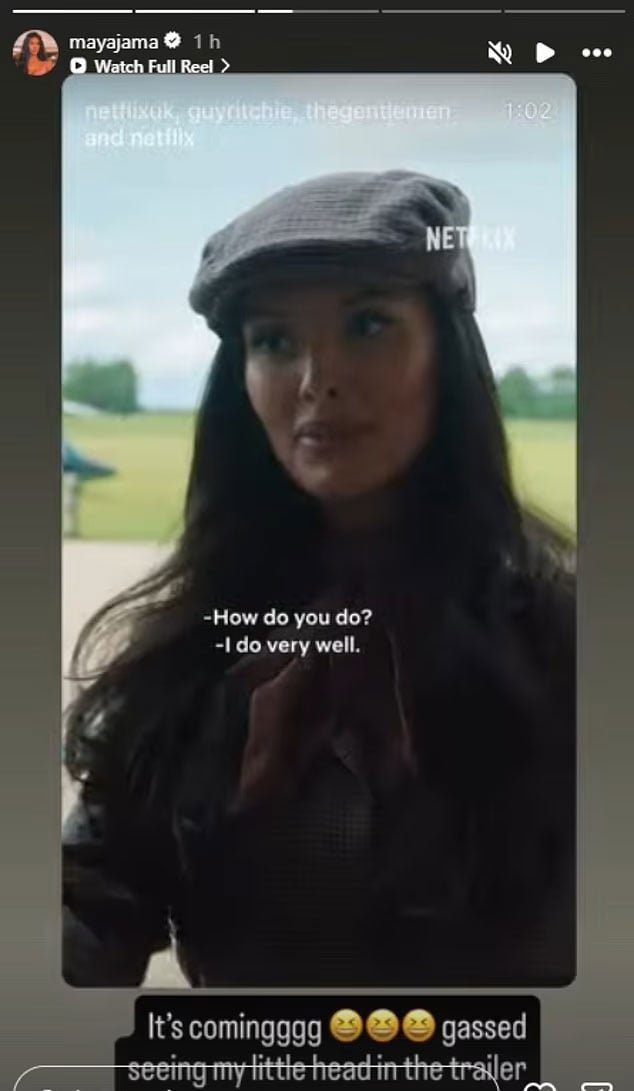 Maya Jama ធ្វើឱ្យការសម្ដែងរបស់នាងជាលើកដំបូងនៅក្នុងឈុតខ្លីដំបូងសម្រាប់រដូវកាលទី 2 នៃ The Gentlemen នៅលើ Netflix