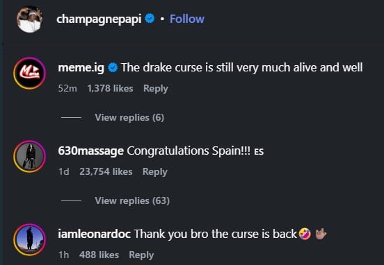 Drake ចាញ់ការភ្នាល់ World Cup ខណៈដែលអេស្ប៉ាញយកឈ្នះអាហ្សង់ទីន