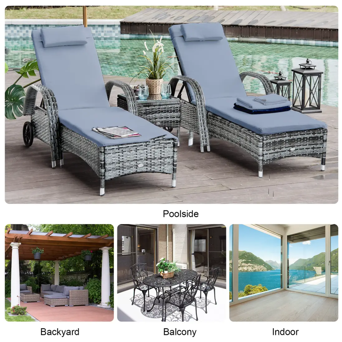 រូបថតរបស់ OUTSUNNY 3 piece lounger set ផ្តៅ