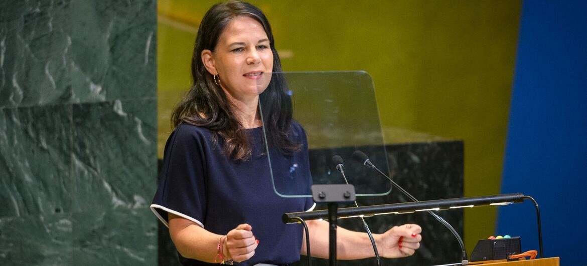 ប្រធានមហាសន្និបាត Annalena Baerbock ថ្លែងទៅកាន់មហាសន្និបាតក្នុងឱកាសនៃទិវាអន្តរជាតិប្រចាំឆ្នាំ Nelson Mandela ។