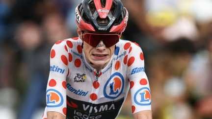 Dane Jonas Vingegaard នៅលើដំណាក់កាលទី 14 នៃ Tour de France រវាង Mulhouse និង Le Markstein (Haut-Rhin) ថ្ងៃទី 18 ខែកក្កដាឆ្នាំ 2026 ។ (ANNE-CHRISTINE POUJOULAT / AFP)