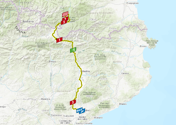 ផ្លូវនៃដំណាក់កាលទីបីនៃ Tour de France 2026 ពី Granollers (ខេត្ត Barcelona ប្រទេសអេស្ប៉ាញ) ទៅ Les Angles នៅភាគខាងលិចនៃ Pyrénées-Orientales ។