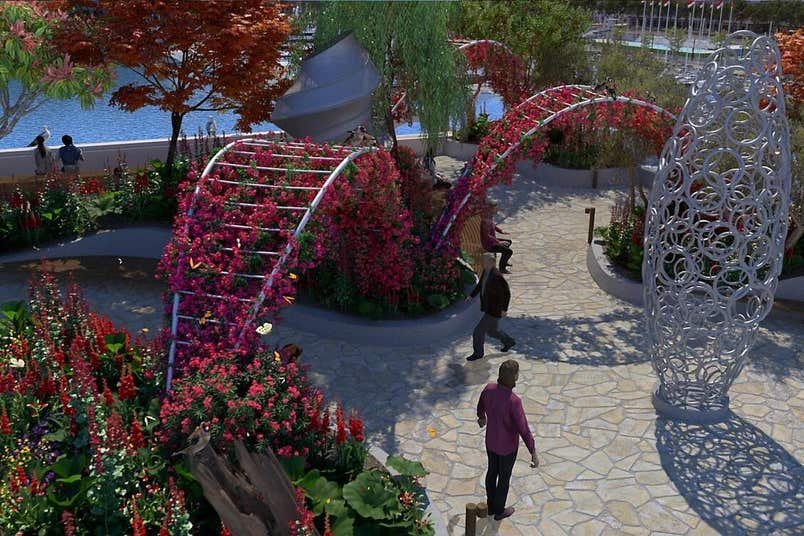 pergolas ពណ៌បៃតង និងប្រភពទឹកជាច្រើន តើ Monaco នៃថ្ងៃស្អែកមើលទៅដូចនេះទេ?