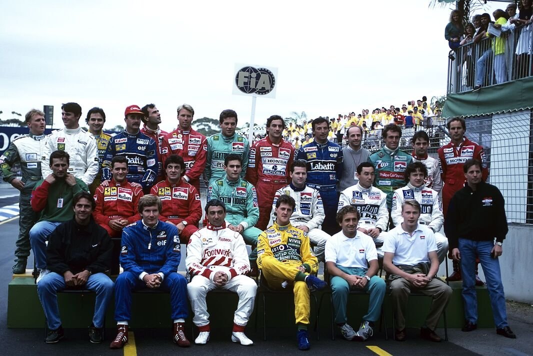 Thierry Boutsen ជាមួយអ្នកបើកបរ F1 ផ្សេងទៀតក្នុងឆ្នាំ 1991